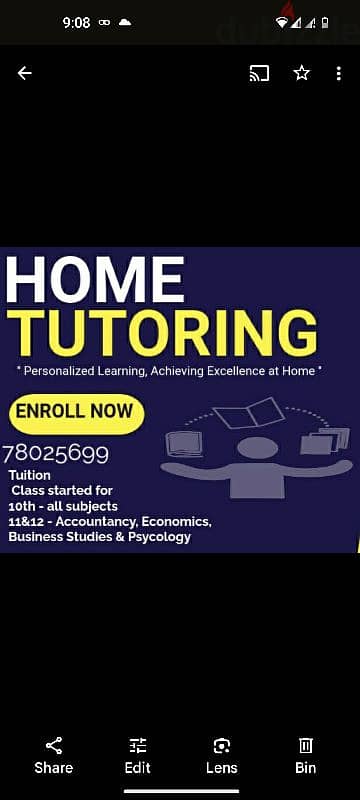 Tuition available for 10nth +1  and +2 commerce