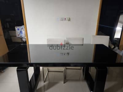 heavy duty dinning table  with 6 leather chairs