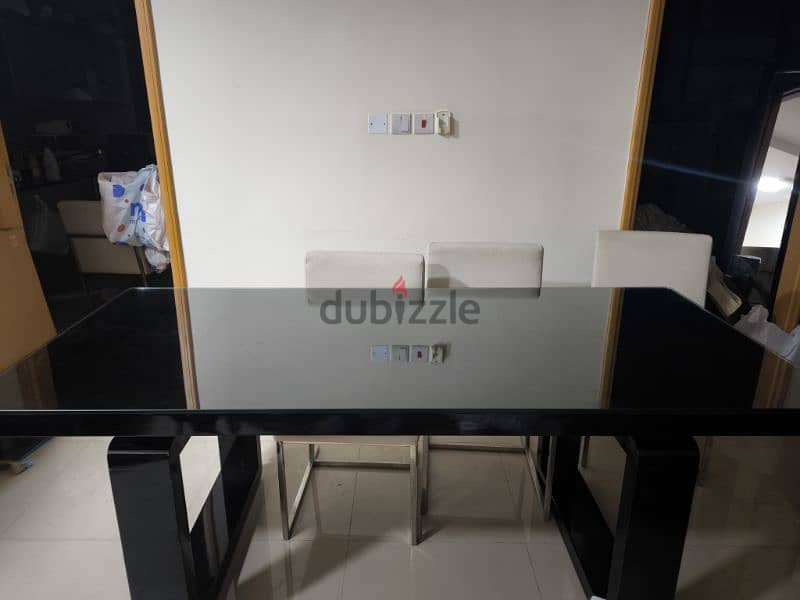 heavy duty dinning table  with 6 leather chairs 0