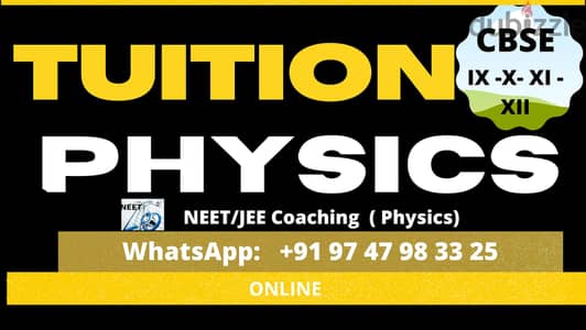 TUITION PHYSICS  CBSE (1-2-1) G-9.10,11,12  WhatsApp : +91 9747983325