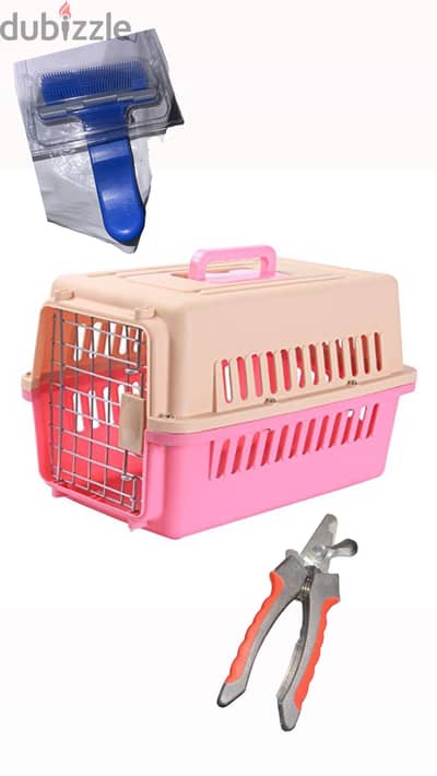 Cat cage with comb and nail clippers