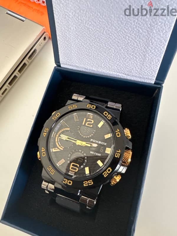 Golden and black Foxbox watch 3