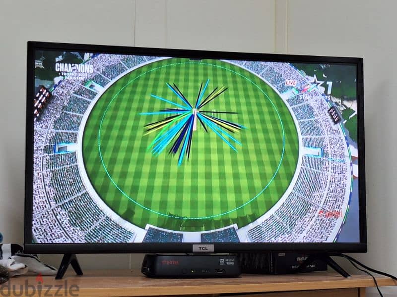 TCL 32" Android TV with 6ft dish antenna, LNB, STB, and 50 mtr. cable 4