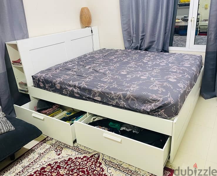 ikea double bed with ikea mattress and ikea cupboard for sale 4