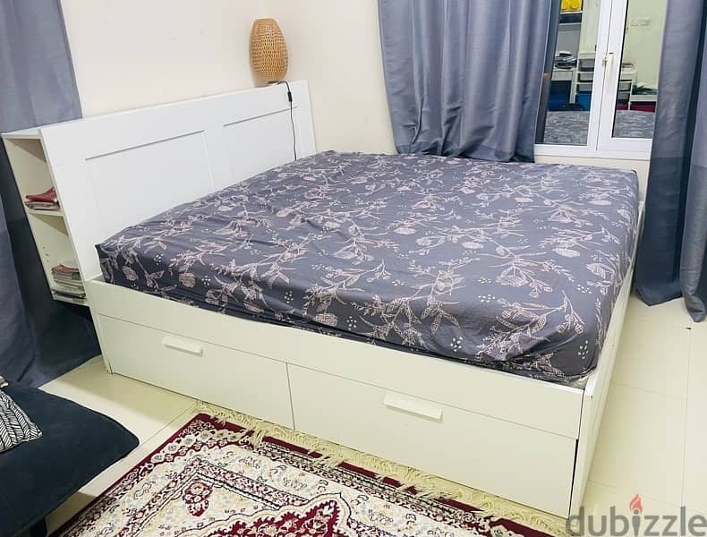 ikea double bed with ikea mattress and ikea cupboard for sale 6