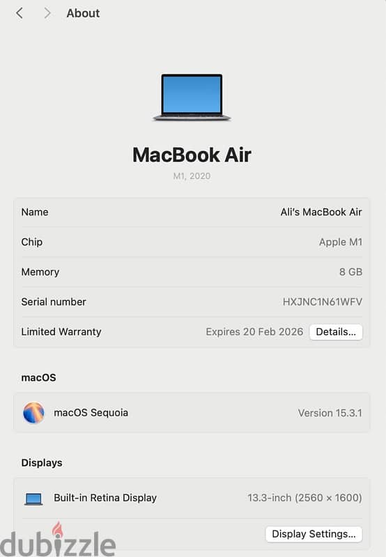 Only Few days used Apple Mack book Air M1 with 11 month warranty 0