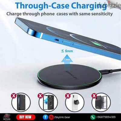 Ultra-Slim 15W Magnetic Wireless Charger Pad with USB & Type-C Cable -