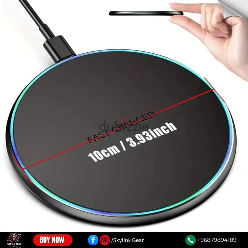 Ultra-Slim 15W Magnetic Wireless Charger Pad with USB & Type-C Cable - 1