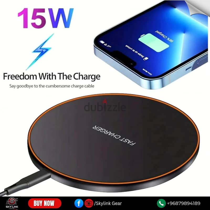 Ultra-Slim 15W Magnetic Wireless Charger Pad with USB & Type-C Cable - 3