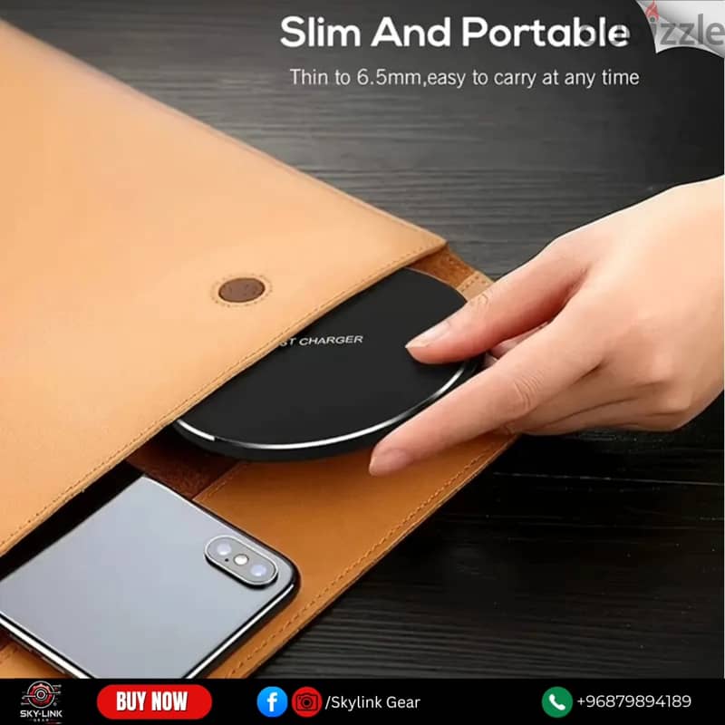 Ultra-Slim 15W Magnetic Wireless Charger Pad with USB & Type-C Cable - 4