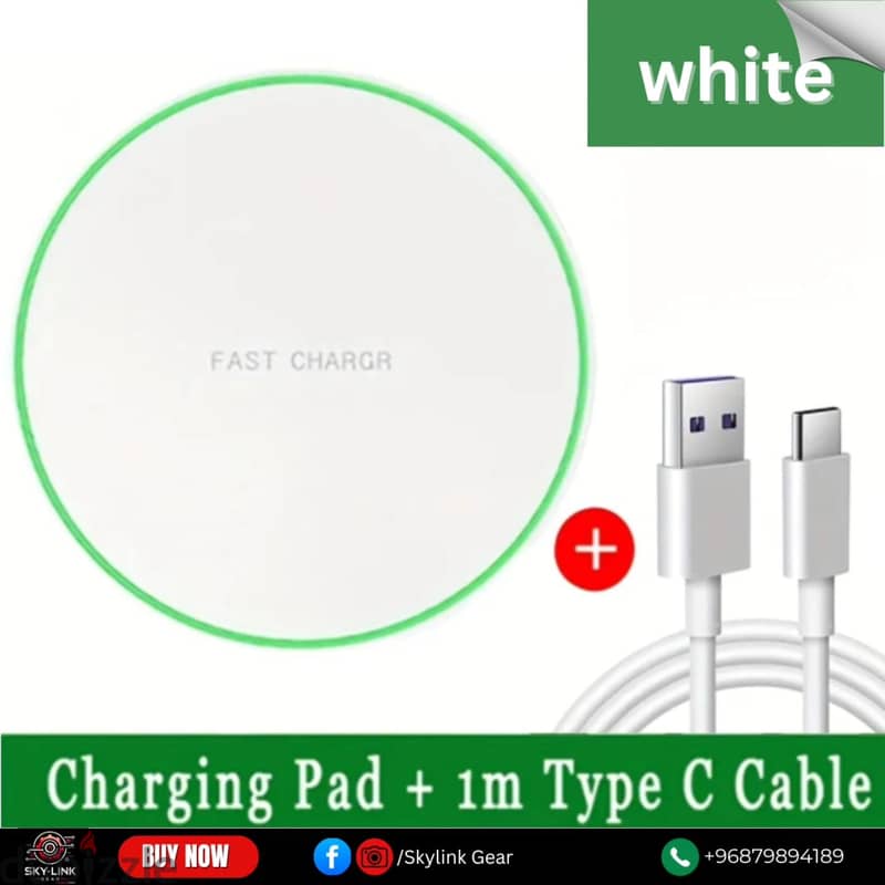 Ultra-Slim 15W Magnetic Wireless Charger Pad with USB & Type-C Cable - 5