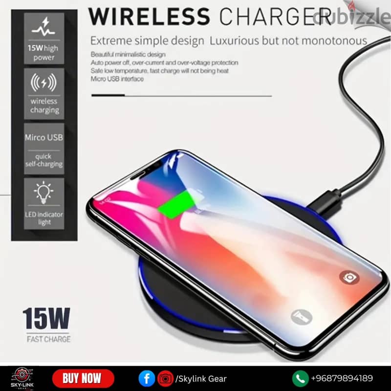 Ultra-Slim 15W Magnetic Wireless Charger Pad with USB & Type-C Cable - 6