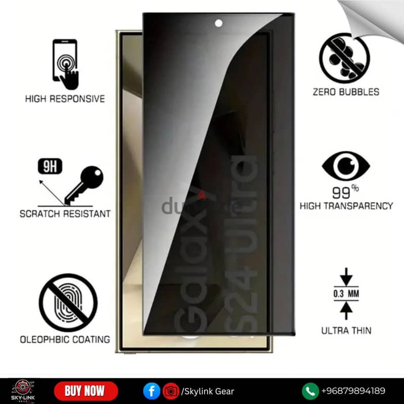 Tempered Glass Privacy Screen Protector for Samsung Galaxy  0