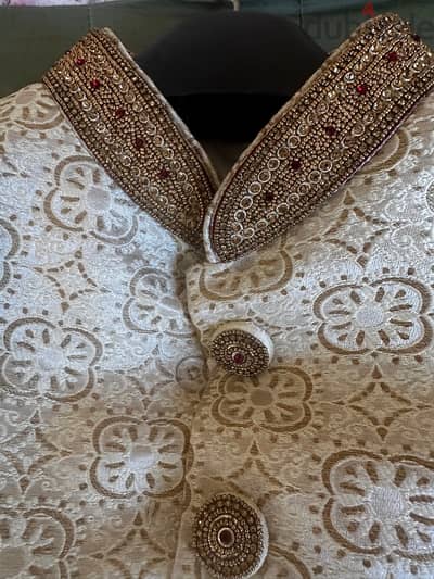 Golden Cream Sherwani – Like New, Worn Once for Wedding