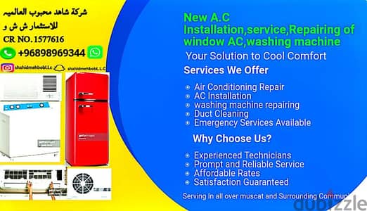 New AC installation service and repairing of AC and washing machine