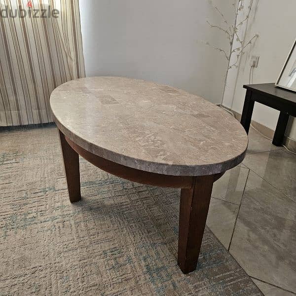 Marble table with wooden legs 1