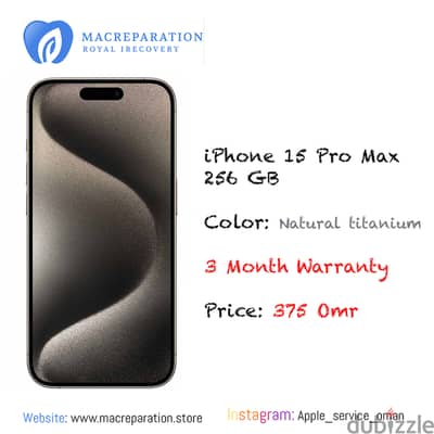 BIG DISCOUNT Iphone 15 pro Max 256 GB ,87% Battery Health, Free gifts