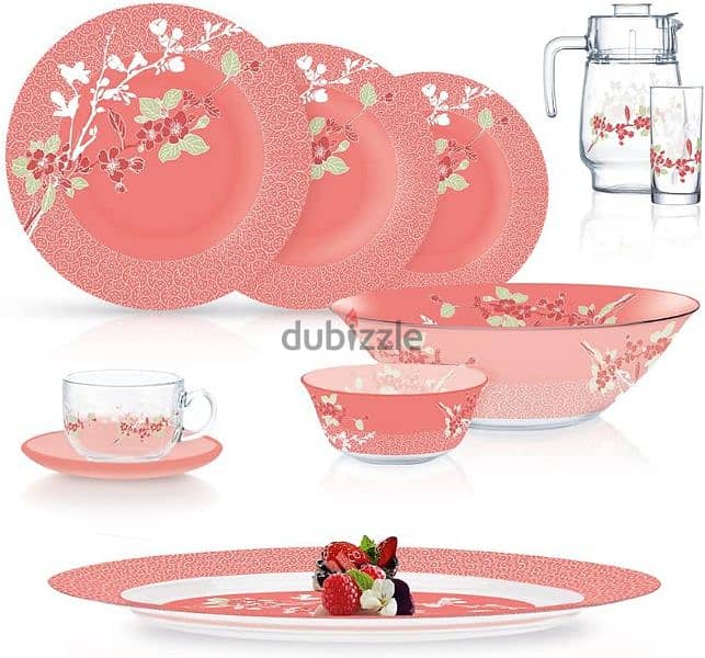 Brand New Luminarc Japanese Pink 46-Pieces Dinner Set Only 25 OMR 1