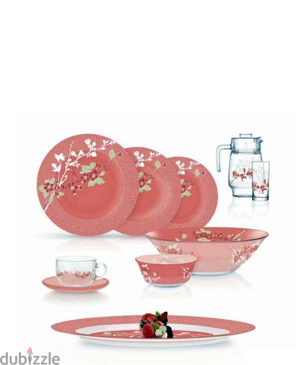 Brand New Luminarc Japanese Pink 46-Pieces Dinner Set Only 25 OMR 3