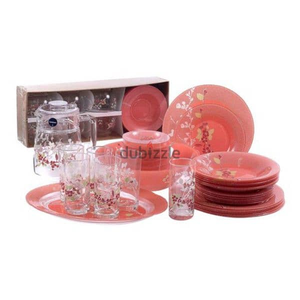 Brand New Luminarc Japanese Pink 46-Pieces Dinner Set Only 25 OMR 4