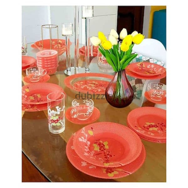 Brand New Luminarc Japanese Pink 46-Pieces Dinner Set Only 25 OMR 5