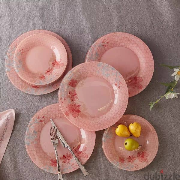 Brand New Luminarc Japanese Pink 46-Pieces Dinner Set Only 25 OMR 12