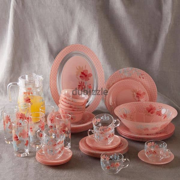 Brand New Luminarc Japanese Pink 46-Pieces Dinner Set Only 25 OMR 18