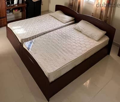 Good condition Wooden Single Bed with Mattress for sale