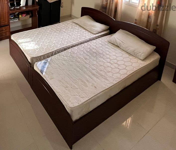 Good condition Wooden Single Bed with Mattress for sale 0