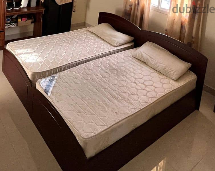 Good condition Wooden Single Bed with Mattress for sale 1