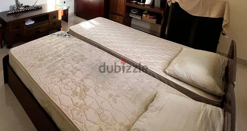 Good condition Wooden Single Bed with Mattress for sale 2