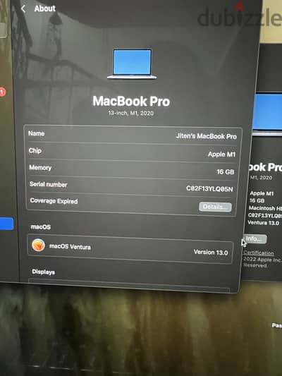 Macbook Pro 13 Retina Display M1