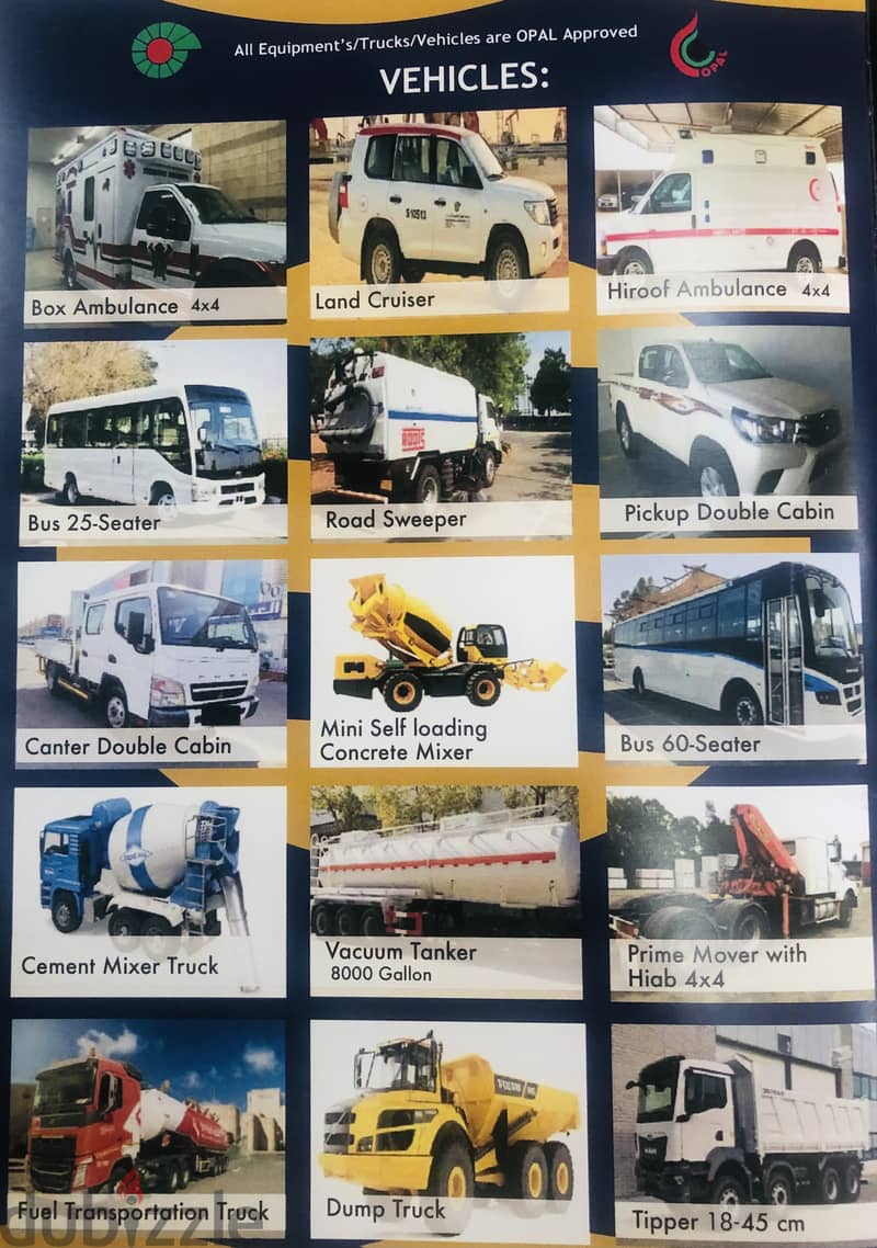 OPAL Approved Vehicles & Equipment’s Available for Rent (Cheapest) 9