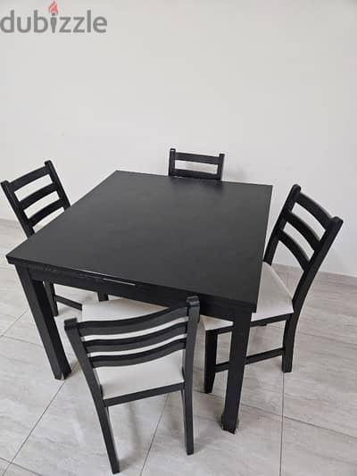 Dining table (retractable) with 4 chairs from Ikea