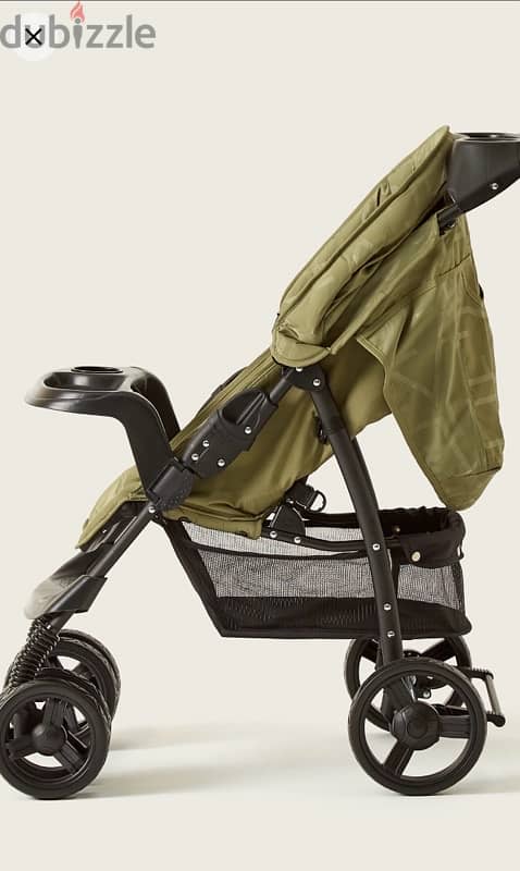 JUNIORS Jazz Army Green Stroller with 4 Reclining Positions 5