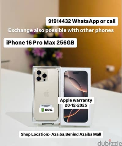 iPhone 16pro max 256GB Apple warranty 20/12/2025