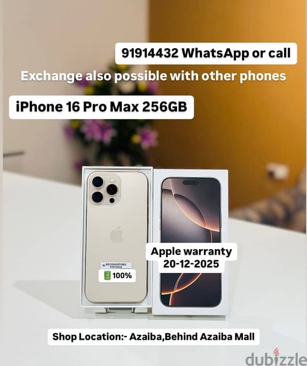 iPhone 16pro max 256GB Apple warranty 20/12/2025 0