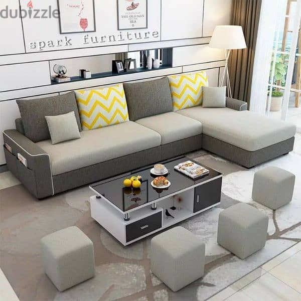 l shape sofa with bad 1