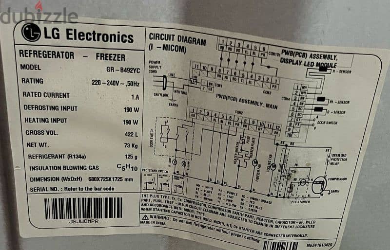 422 Litres LG Refrigerator available for sale 3