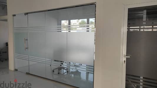 glass partition gypsum partition ceiling and carpenter work paint work