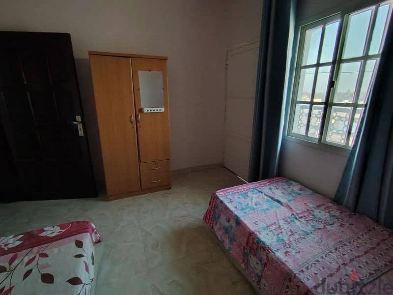 1 bachelor room for rent with balcony 65 rial, hall, kitchen furnished 7