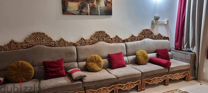 Egyptian custom-made handmade royal L Sofa with customised curtains