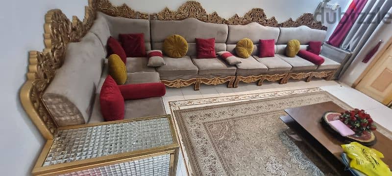 Egyptian custom-made handmade royal L Sofa with customised curtains 1