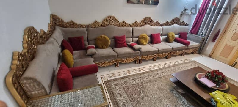 Egyptian custom-made handmade royal L Sofa with customised curtains 6