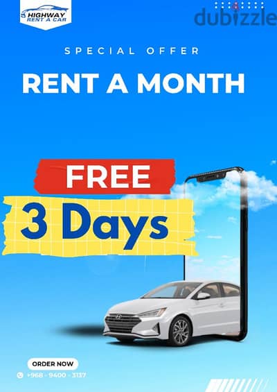 Take one month and get Free ( 3-days and delivery)