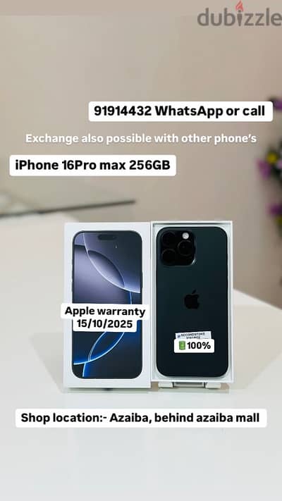 iPhone 16Pro max 256GB apple warranty 15/10/2025