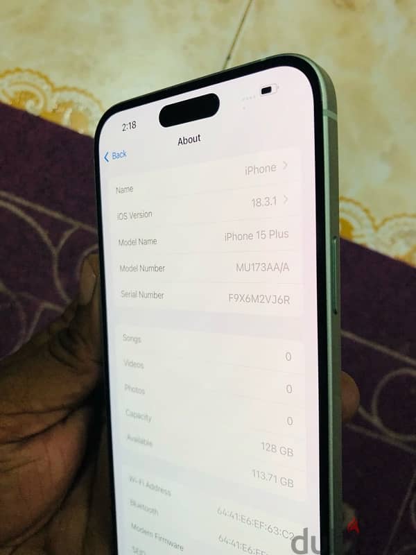 IPhone 15 +  128gb  100% battery Health 3