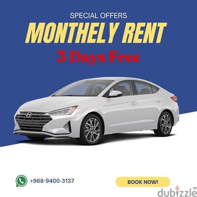 Hyundai Elantra  - monthly rent+ free 3 days