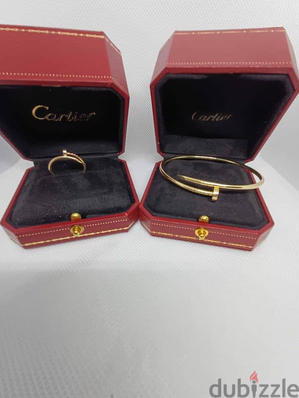 طقم اسوارة وخاتم ذهب من كارتير  cartier juste un clou set 1