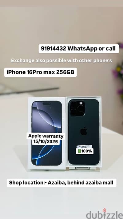 iPhone 16Pro max 256GB apple warranty 15/10/2025